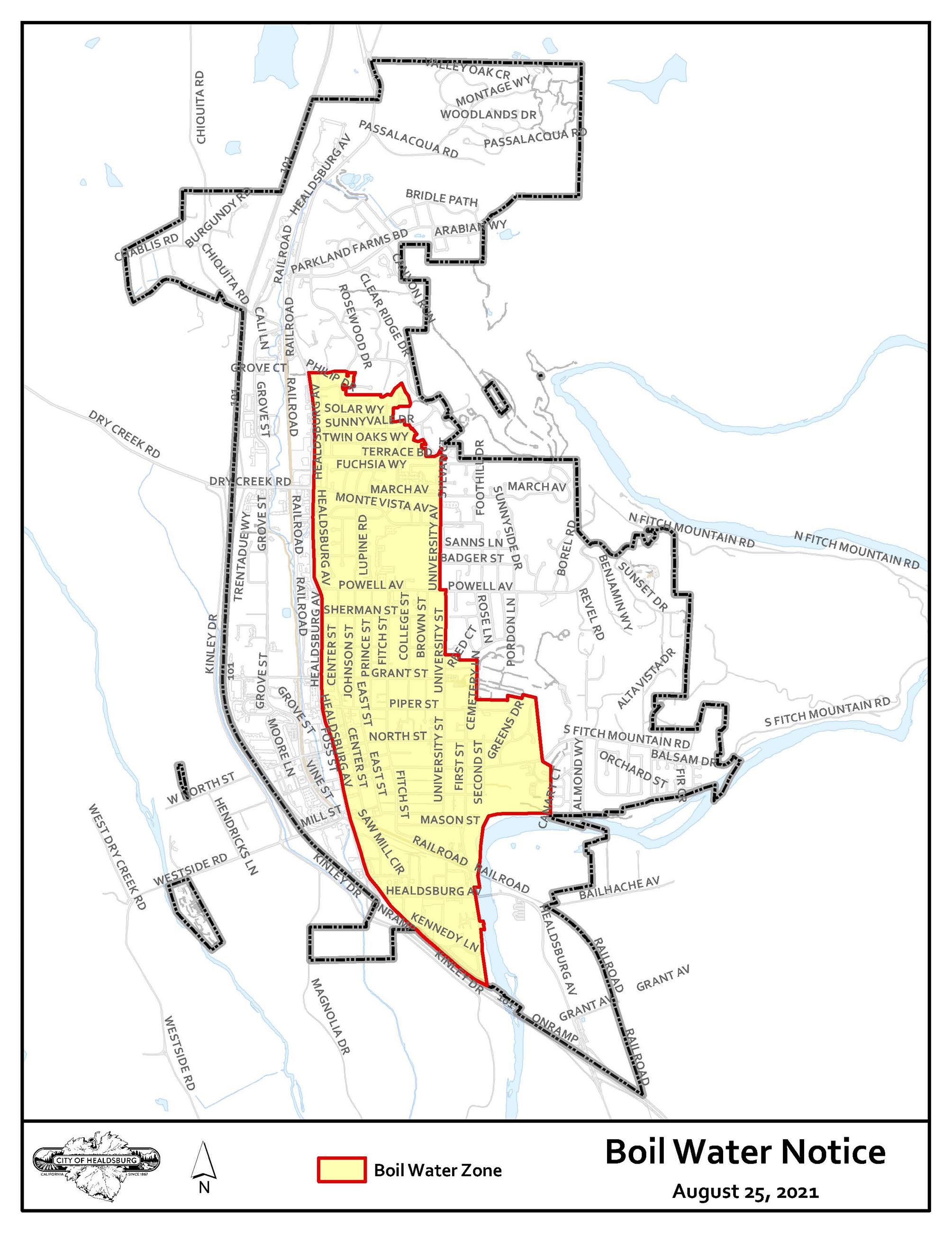 Map of Water Boil Notice